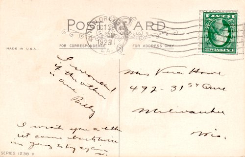 Postcard text - Jolly Halloween, 31 October 1923 - Vera Howe Franson (small)