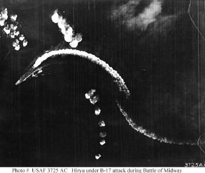 Hiryu under B-17 attack, Battle of Midway, 4 June 1942 (mini)