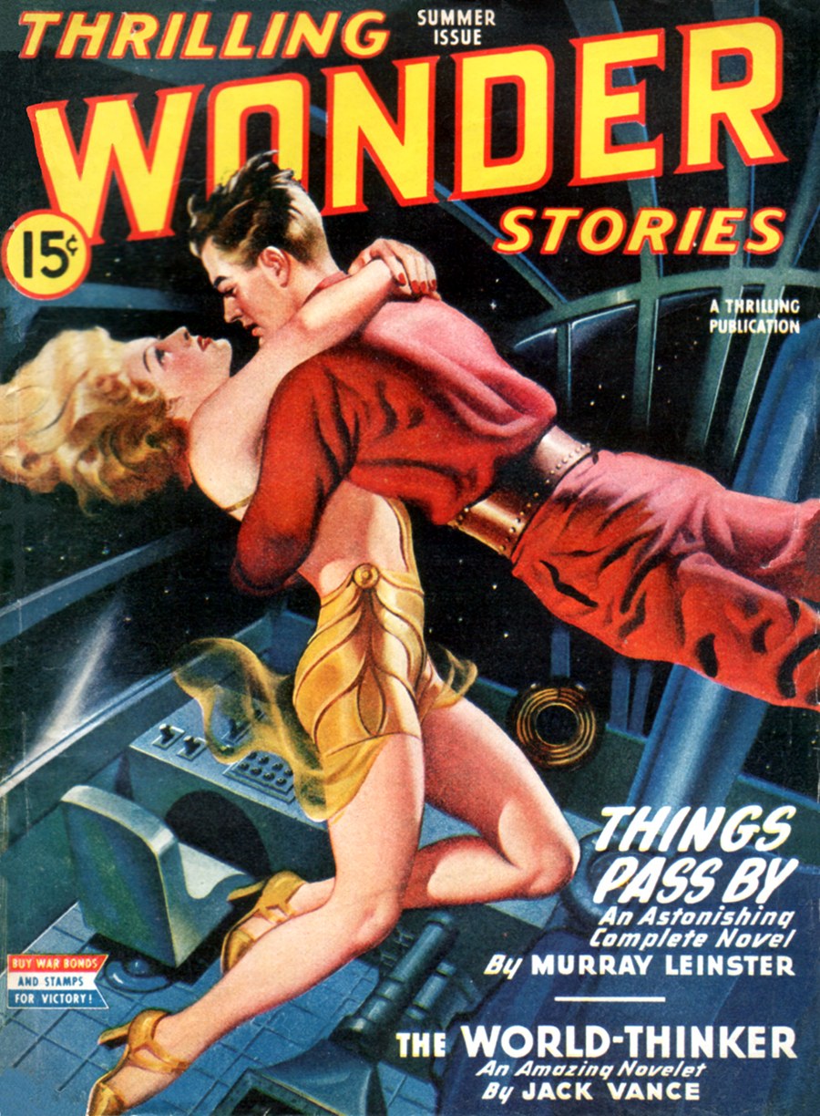 Things Pass By, Thrilling Wonder Stories, Summer 1945 - Earle Bergey for Murray Leinster
